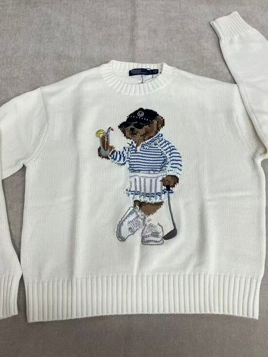 Polo Ralph Lauren Sweaters - Polo Ralph Lauren Golf Bear White Crewneck Knit Sweater